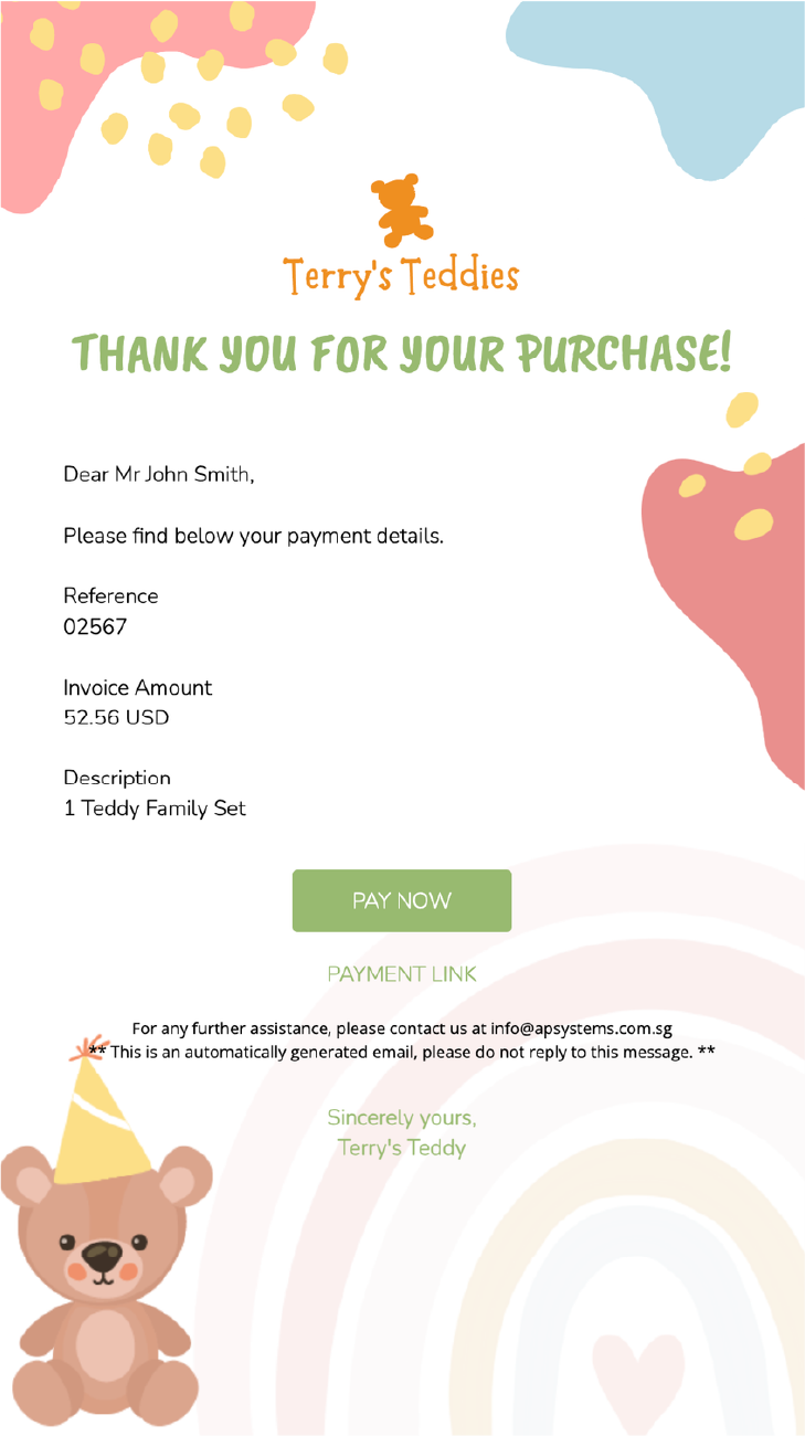 Payment request template example