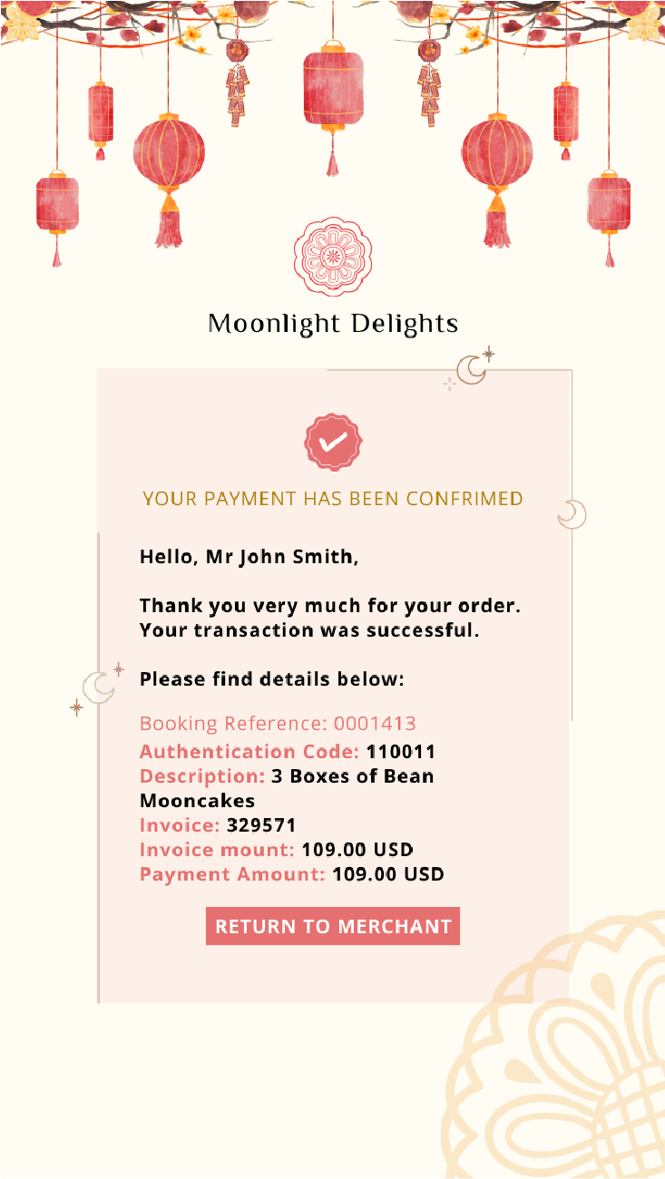Payment confirmation template example